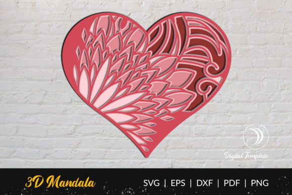 3D SVG Heart Mandala for Stunning Shadow Boxes