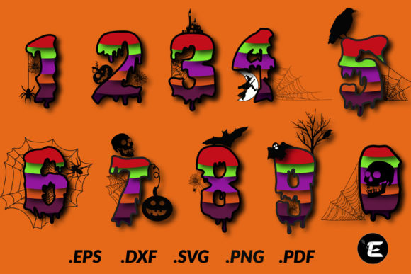 Halloween Numbers 3D Set: Bold 3D SVG Shapes for Brands