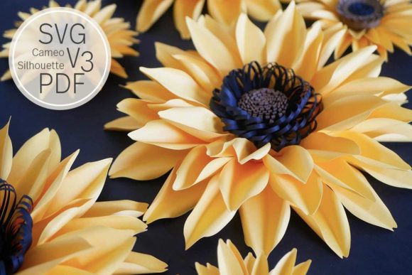 Large Paper Sunflower Template: 3D SVG for Paper Flowers