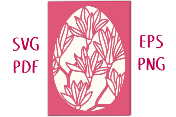 Magnolia Easter Egg Card SVG Cut File: 3D SVG Shapes
