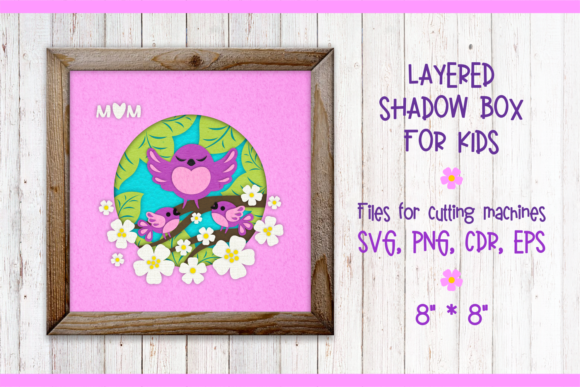 Mother Bird 3D SVG for Shadow Boxes & Branding