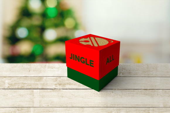 Sleigh Bell Cube Box with Lid SVG: A 3D SVG Christmas Asset