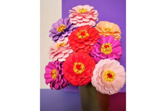 Zinnia Elegance: 3D SVG Paper Flowers for Branding